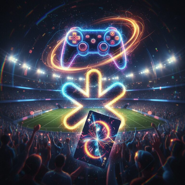 IT、スポーツ、ゲーム、カードゲームなど多様な分野で使われるワイルドカードのイメージ。