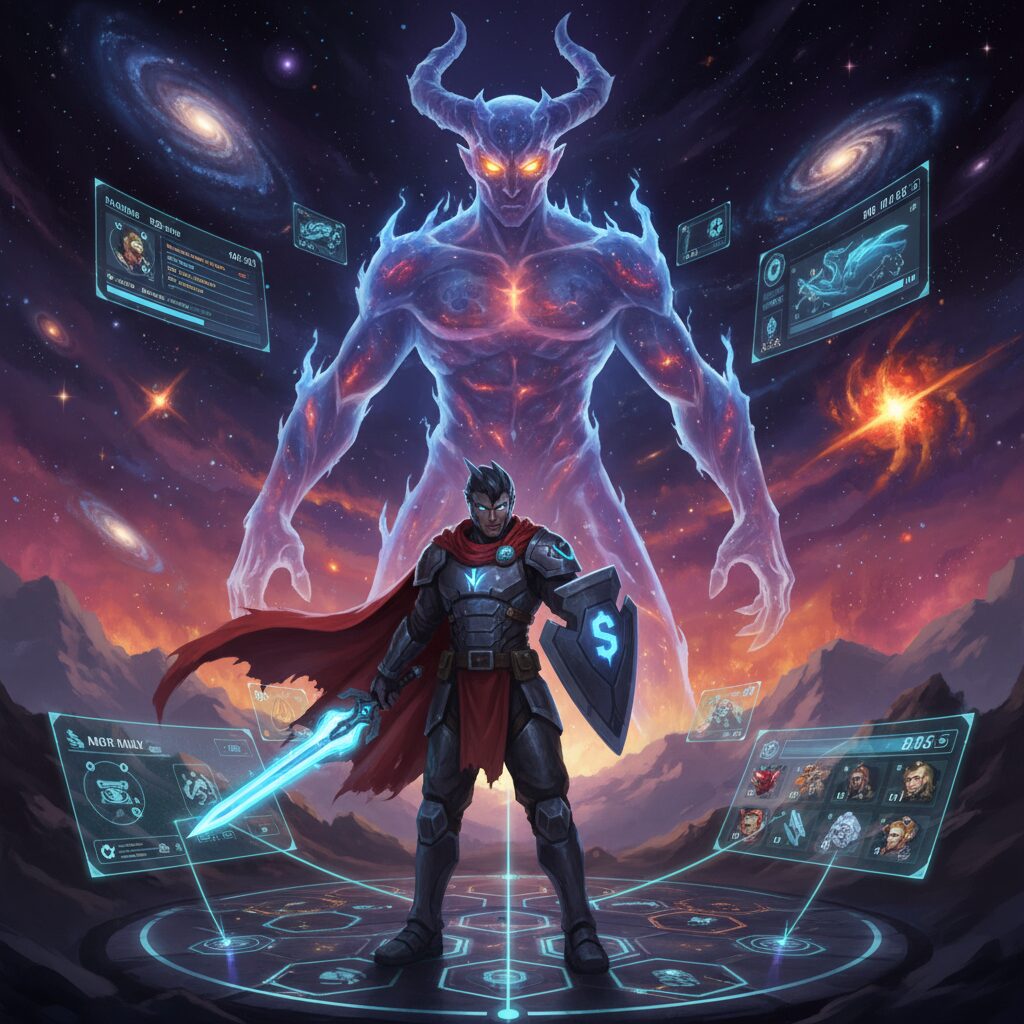 Fate/Grand Order ゲーティア戦の攻略イラスト、戦略の要点を示す