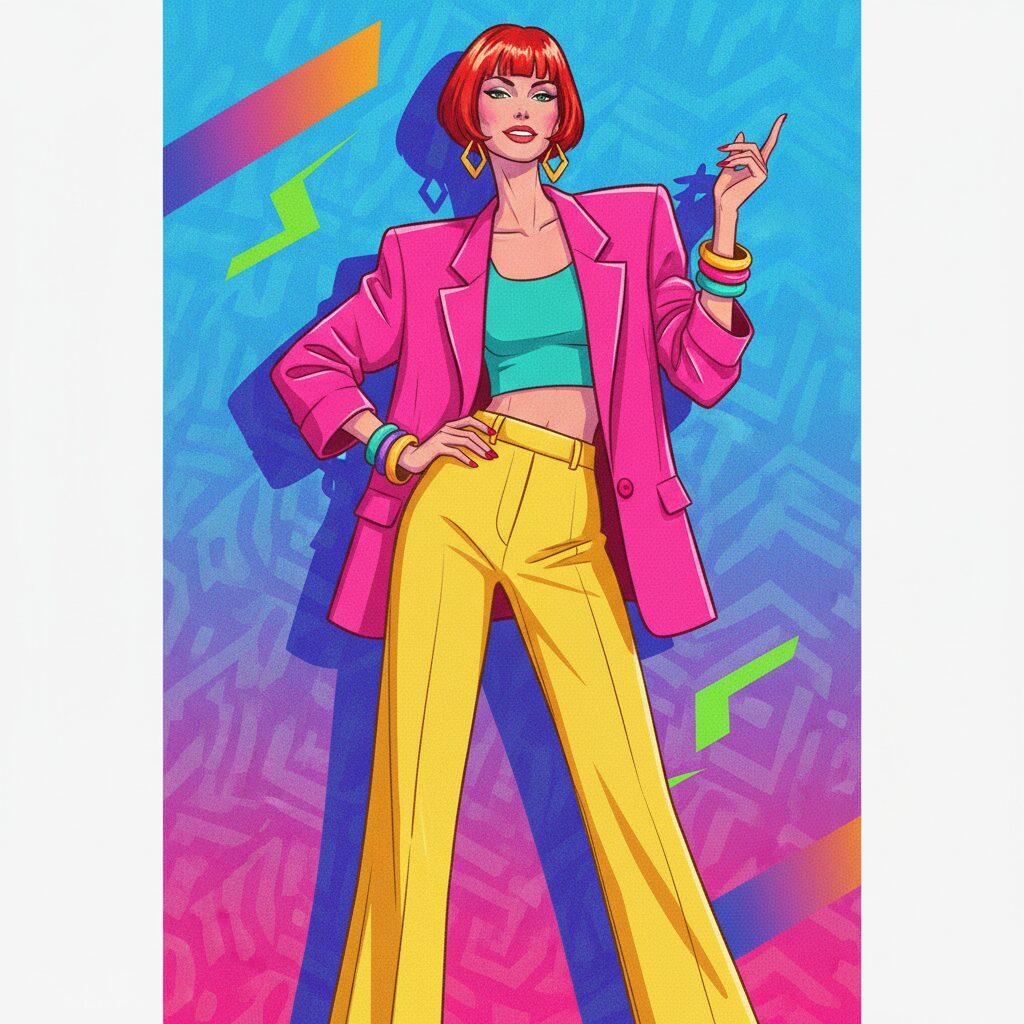 1980年代のファッションモデル、山口智子のスタイリッシュな姿