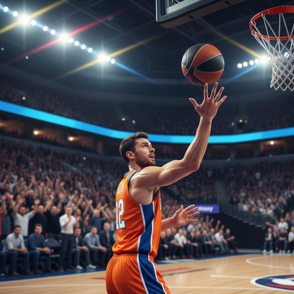 NBAの試合で活躍するバスケットボール選手のイメージ