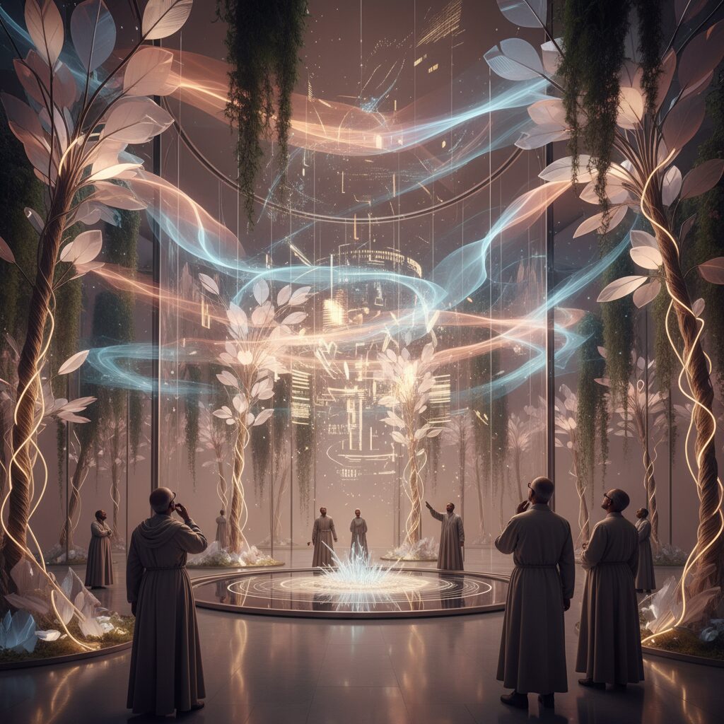 落合陽一のデジタルネイチャーを象徴する未来的なアート作品のイメージ