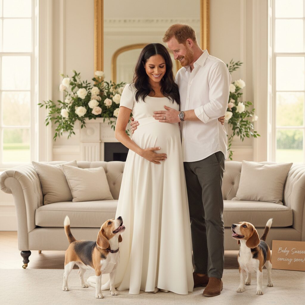 松村沙友理さんと夫、そして愛犬が写る温かいウェディングフォト風の画像。