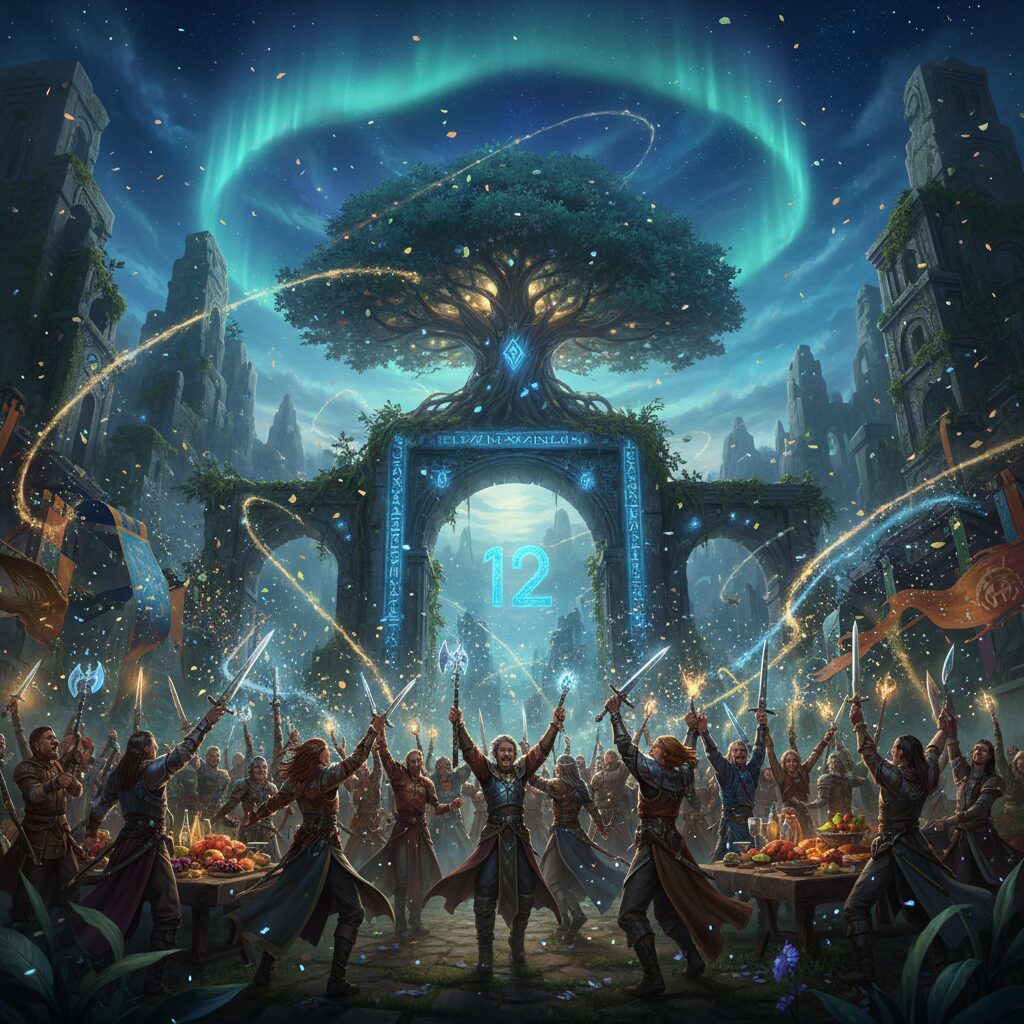 剣と魔法のログレス12周年記念イベントで盛り上がる冒険者たち