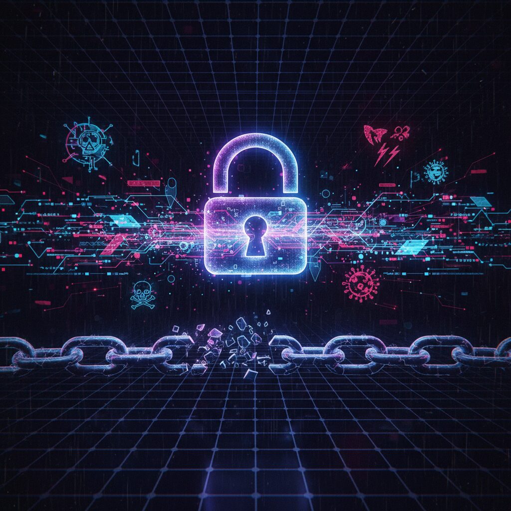 デジタルロックとデータ流出、切れたチェーンがサイバー攻撃の脅威とサプライチェーンの脆弱性を示す