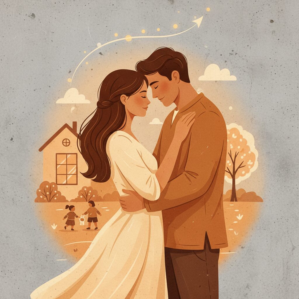 柳俊太郎さんとモデルの玖瑠実さんの結婚生活を象徴する温かいイラスト