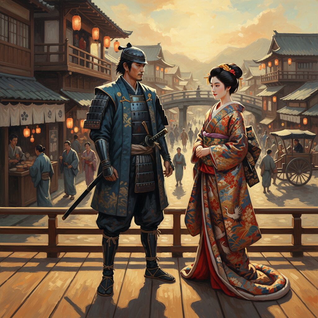 2025年大河ドラマ「べらぼう」に出演する柳俊太郎と、結婚を発表したモデルの玖瑠実をイメージしたイラスト。