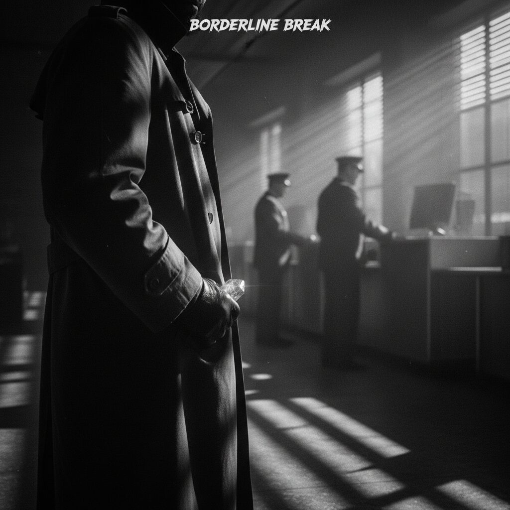 空港で不審な動きをする人物と遠巻きに見る税関職員のイメージ