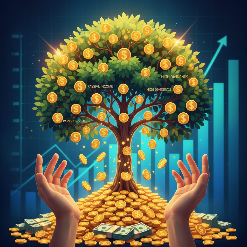 高配当ETF JEPIの仕組みとリスク、毎月分配の魅力について解説する図。