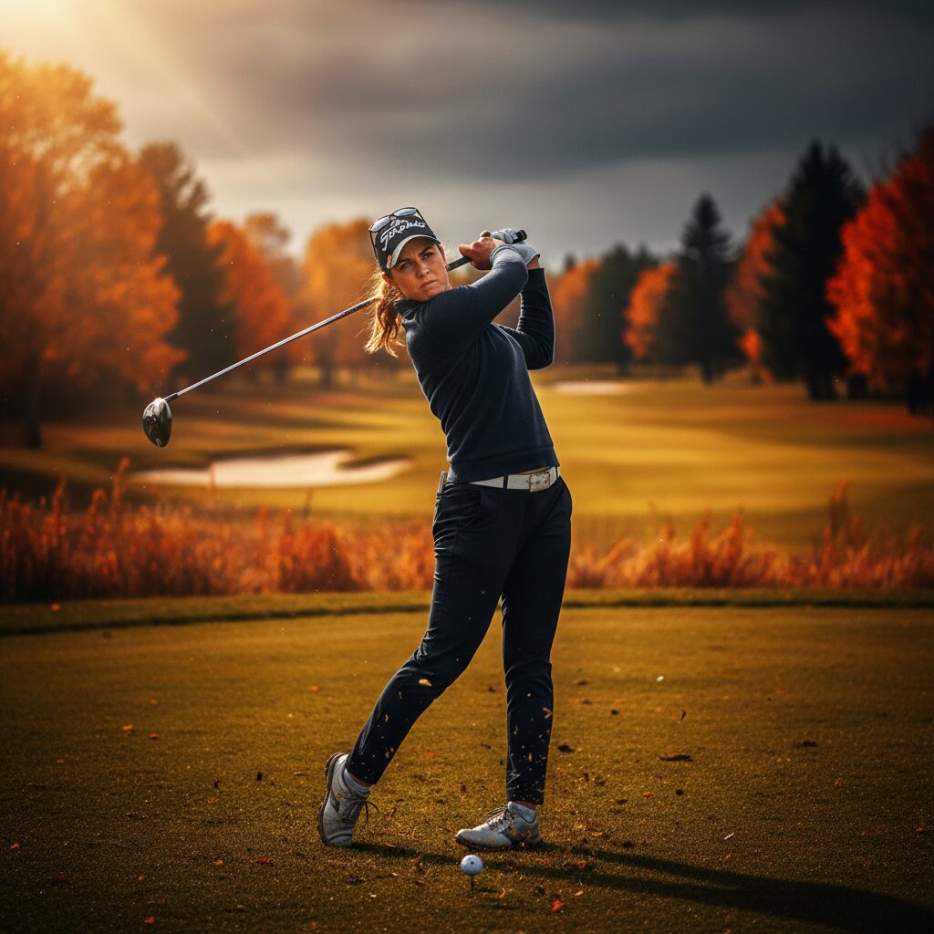 JLPGAクォリファイングトーナメントファイナルステージでプレーする女子ゴルファー