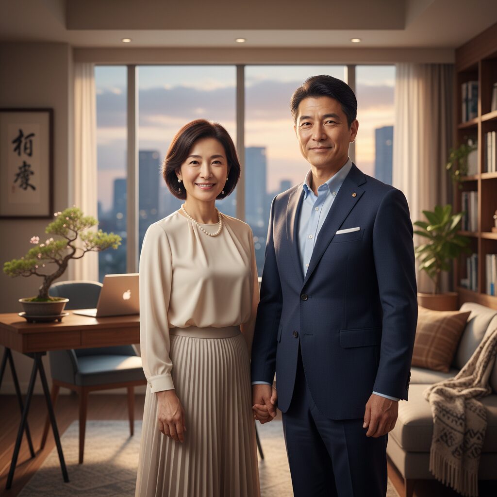 金子恵美さんと宮崎謙介さんが穏やかに微笑む夫婦写真