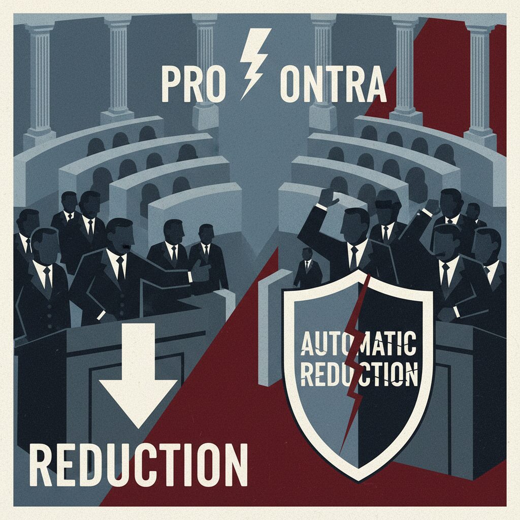 衆議院議員定数削減法案を巡る与野党の対立構図を示すイラスト