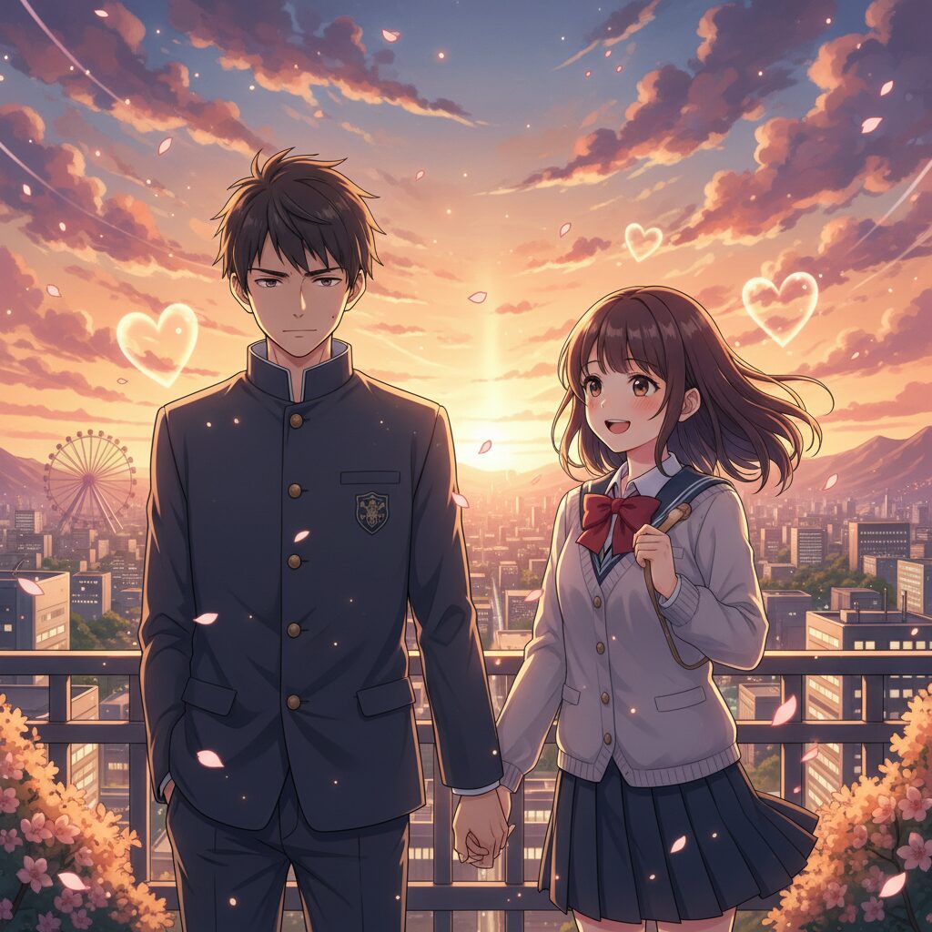 『山口くんはワルくない』の主人公とヒロインが描かれた、温かい雰囲気のイラスト。