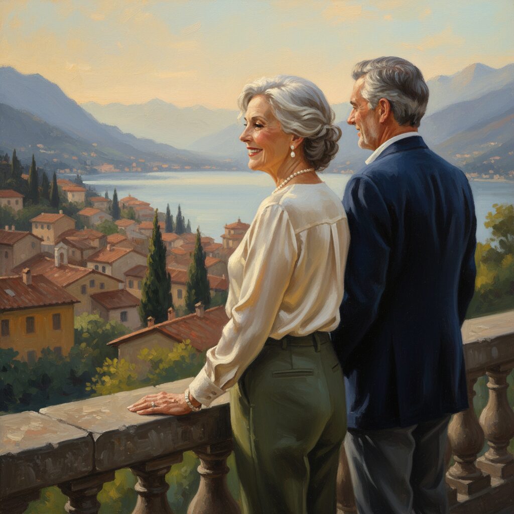 小説家・エッセイスト浅野裕子さんと夫が旅行を楽しむ様子。