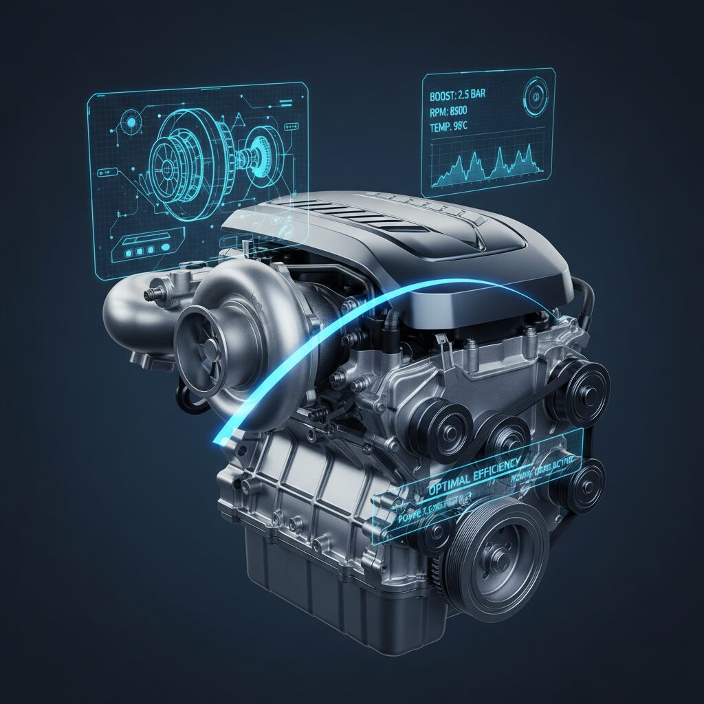 高性能なターボチャージャーを搭載した現代の自動車エンジン