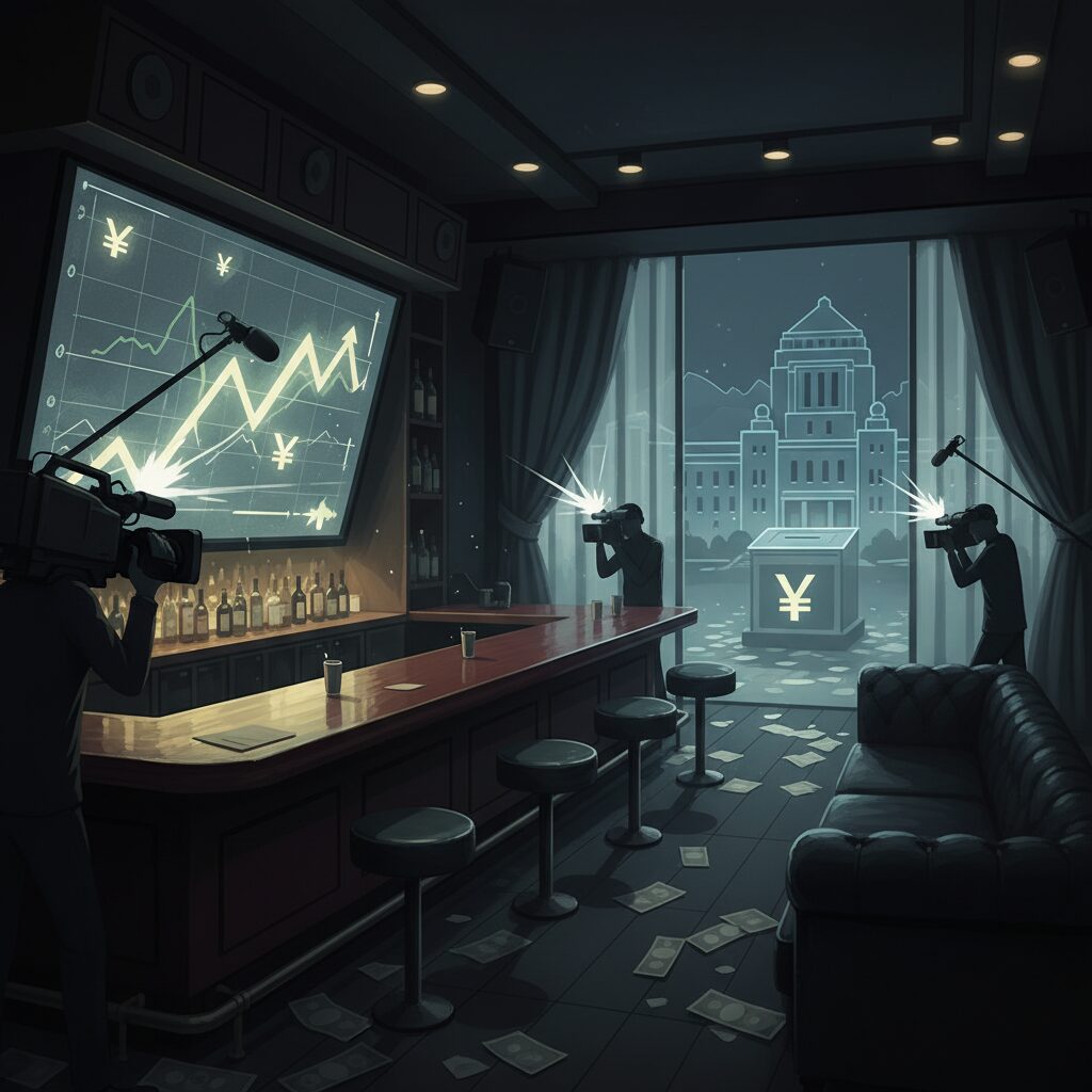 日本維新の会の政治資金によるキャバクラ支出問題を象徴するイメージ