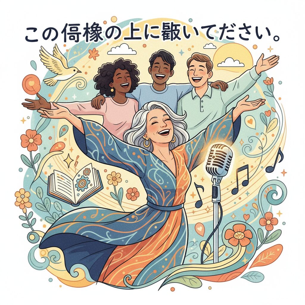 仕事とプライベートを充実させ、自由に生きる女性のイラスト