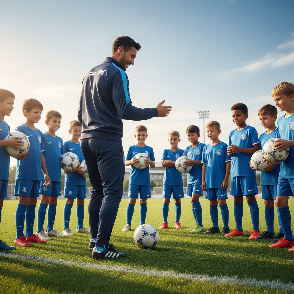 元日本代表DF茶野隆行氏がVONDS市原のアカデミーコーチとして子供たちにサッカーを指導している様子。