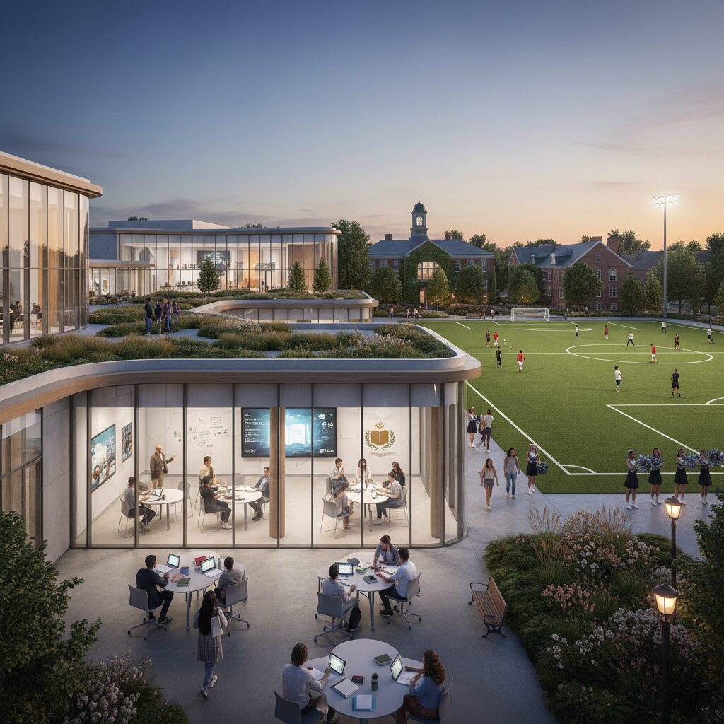 福岡大学附属大濠中学校・高等学校の生徒が勉強と部活動に励む様子