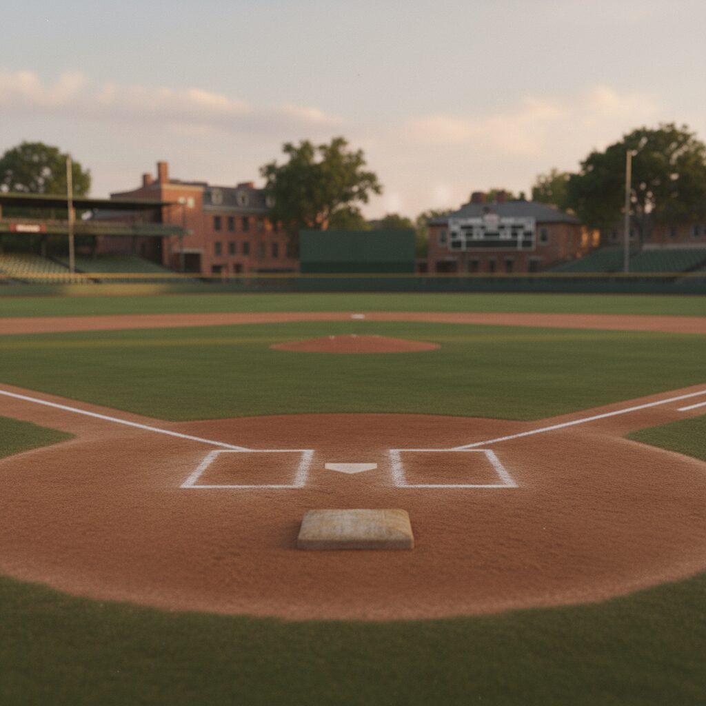 高代延博氏が活躍した野球場の三塁コーチボックスの風景