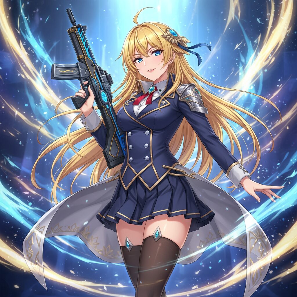 アブソリュート・デュオのリーリス・ブリストルがライフルを構える姿