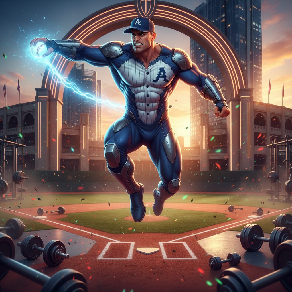 44歳になっても鍛え抜かれた肉体を披露する「超人」アスリートのイラスト