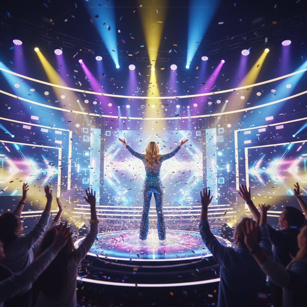 丸高愛実さんが「ロンドンハーツ」に出演し、大きな反響を呼んだ番組の象徴的な場面をイメージしたイラスト