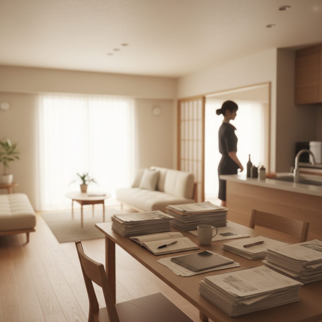 政治家の家庭の温かい雰囲気と、元CAの妻を連想させるシルエットのアイキャッチ画像