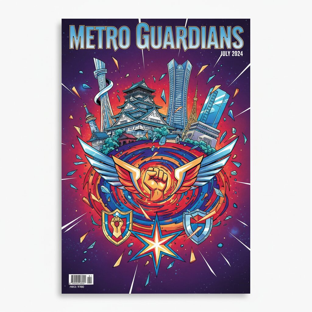 漫画家・堀越耕平の創造性を表現した、ダイナミックなアメコミ風の都市景観イラスト