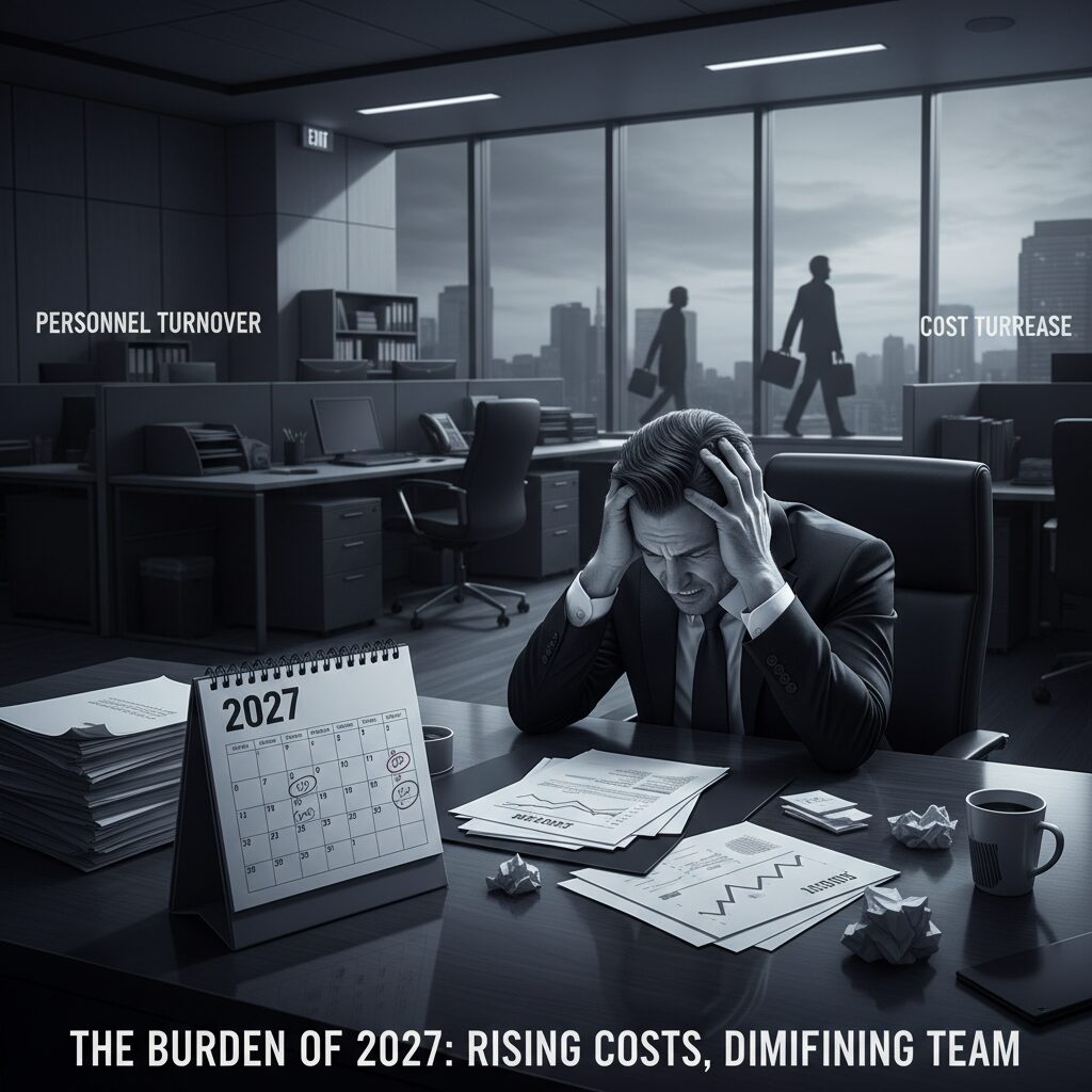 育成就労制度によるコスト増加と人材流出の懸念を表現したビジネスイメージ