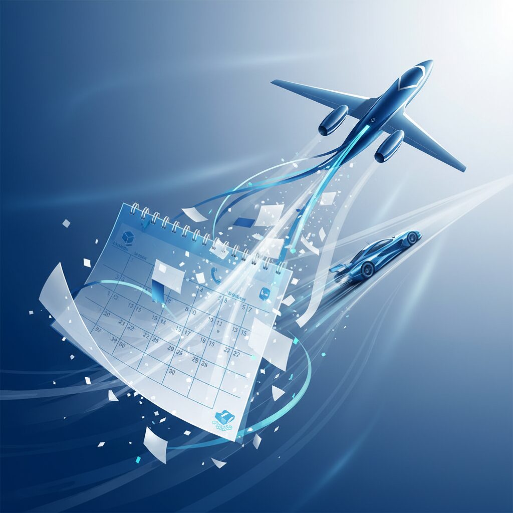 ホンダ株主優待のシンボルだったカレンダーが廃止され、HondaJetやレース観戦などの体験型優待に移行する様子を表現したイメージ図