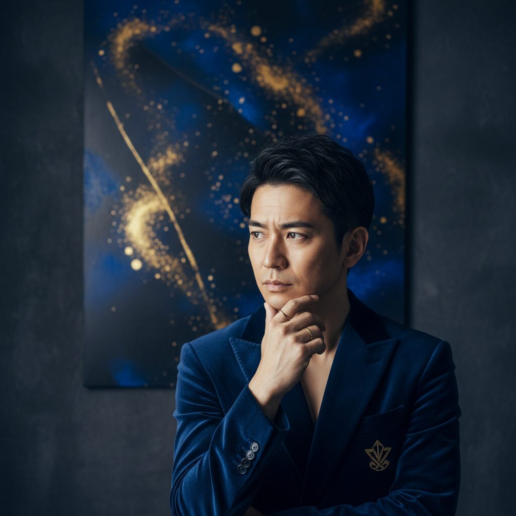 俳優・葛飾心のプロフィールと経歴をイメージした、洗練されたポートレート風の画像。