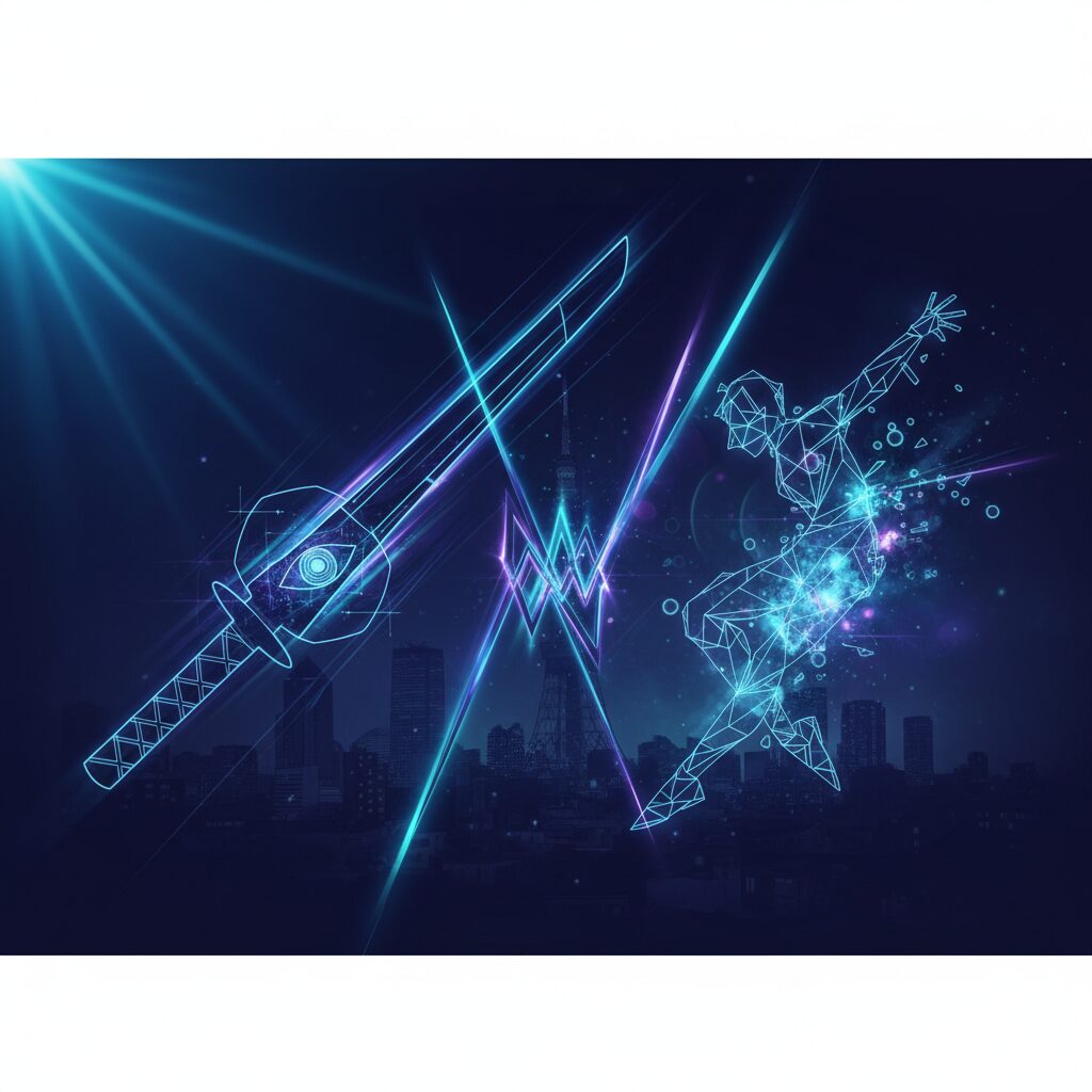 葛飾心さんの学歴と特技（剣道、HIPHOPダンス）を象徴する抽象的なデザイン画像