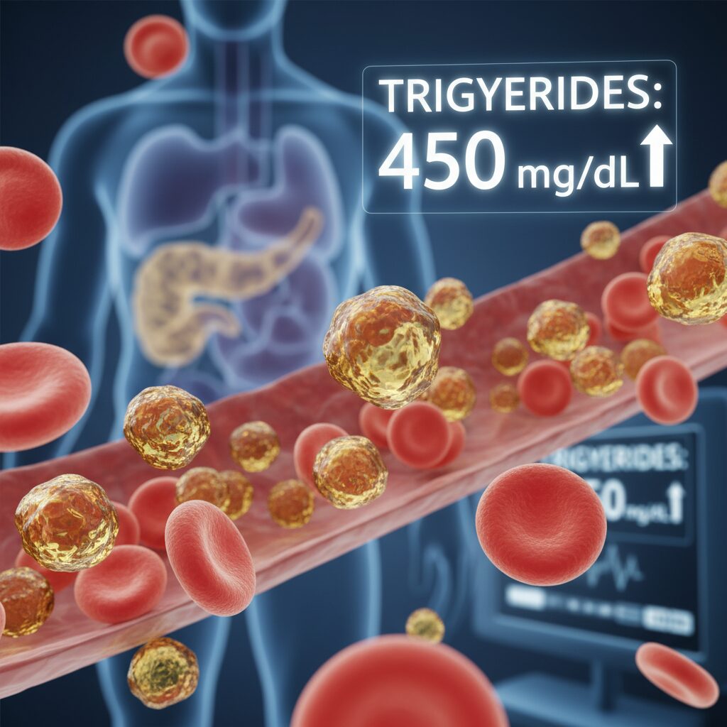High triglyceride levels and acute pancreatitis medical conceptual image