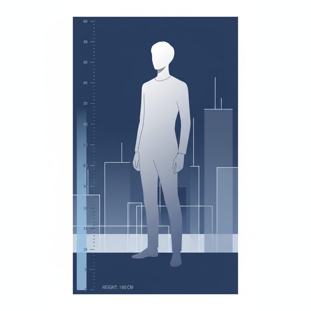 横浜流星さんのスタイリッシュな全身シルエットとメジャーのイメージ図