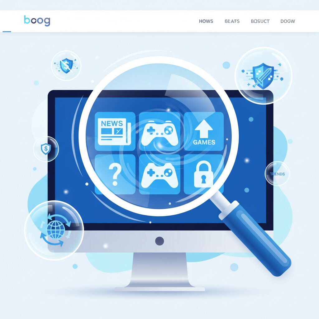 Magnifying glass, computer screen with various information, and a mysterious detective vibe illustration representing information gathering.