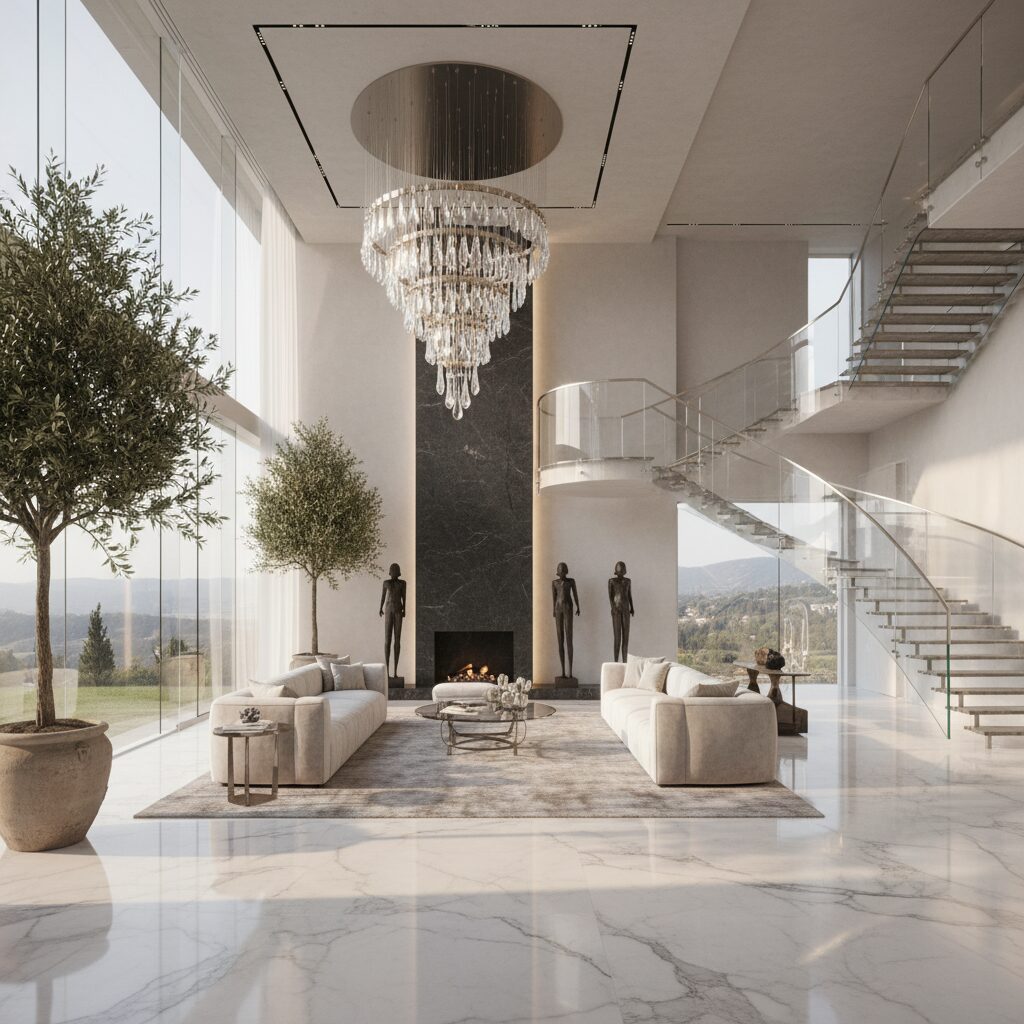 Snow Man佐久間大介さんの実家をイメージした大理石の床が美しい豪華な邸宅の内装