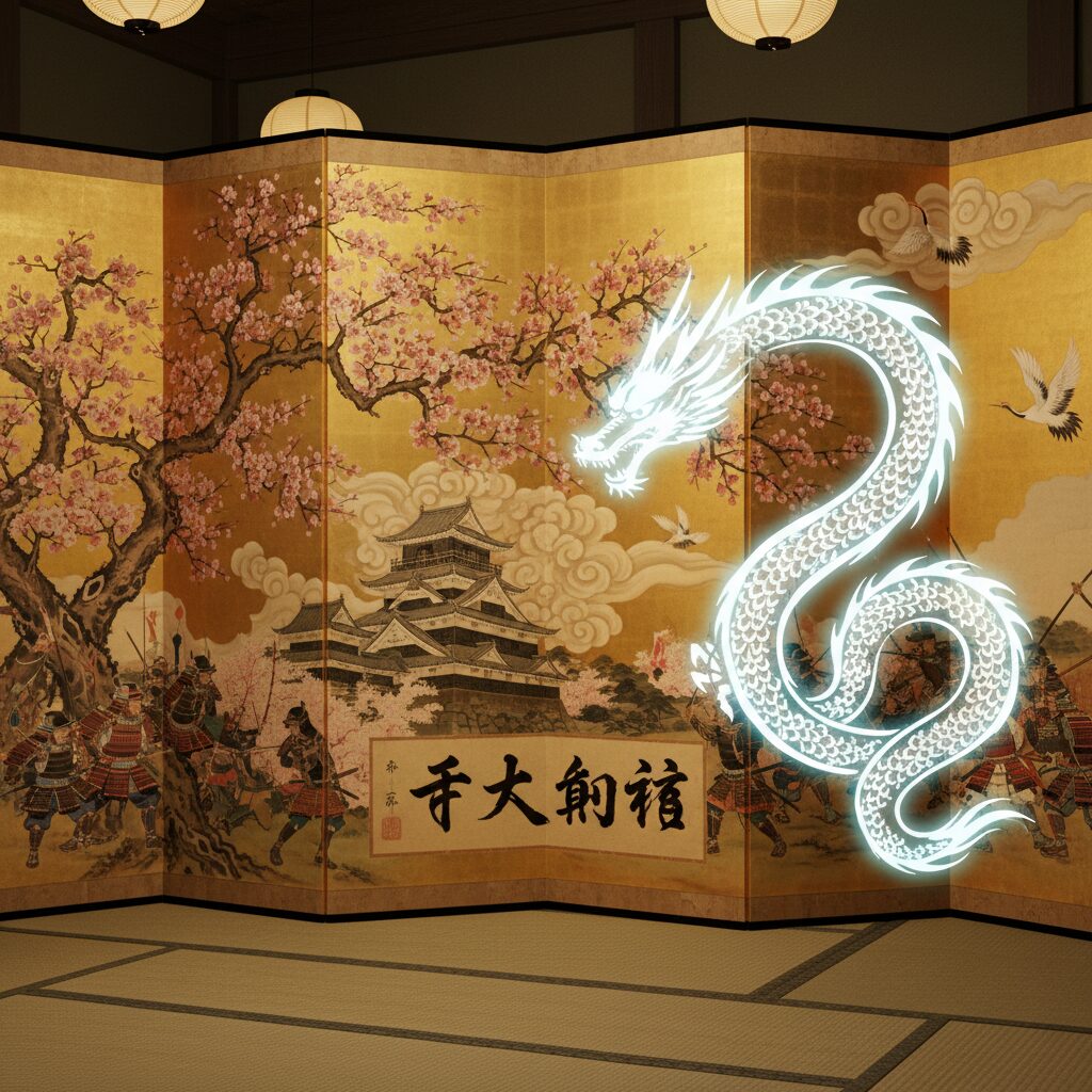 2026年大河ドラマ『豊臣兄弟！』をイメージした、金屏風と桜の背景画像