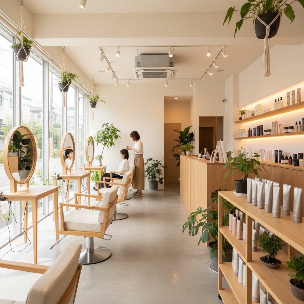 西荻窪にある矢島美容室の温かみのある店内風景