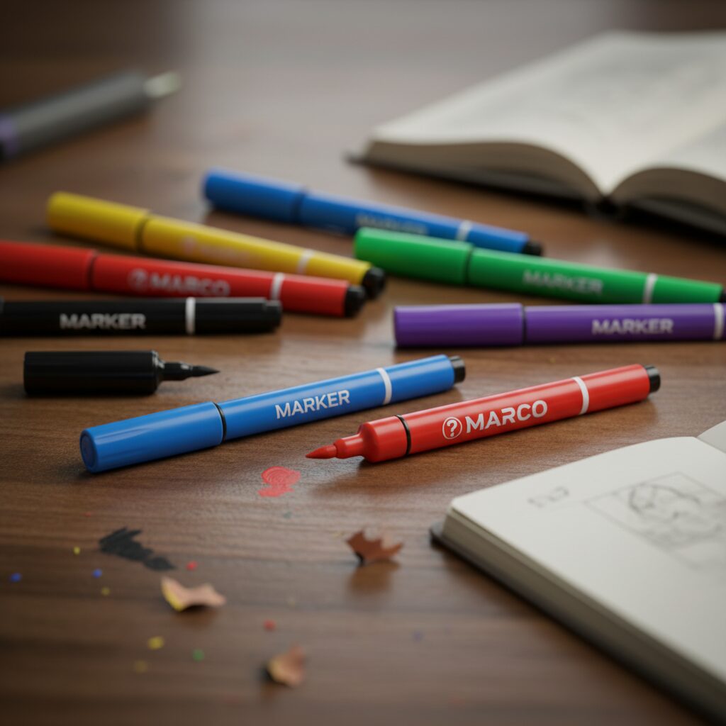 ゼブラの人気マーカー「マッキー」と模倣品「マツキニ」の注意喚起をイメージした画像