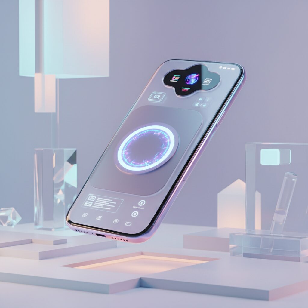 Dynamic Islandを搭載し、洗練されたデザインに進化したiPhone 17eのイメージ画像。背面のMagSafe充電が象徴的に描かれている。