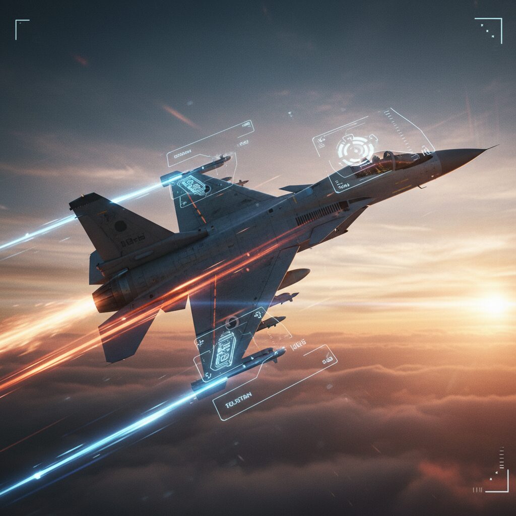 夕空を飛行する最新鋭のJF-17サンダー戦闘機の雄姿