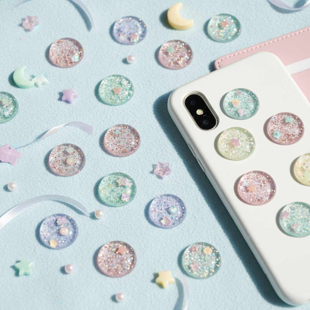 キラキラした透明感のあるぷっくりしたシールの集合体