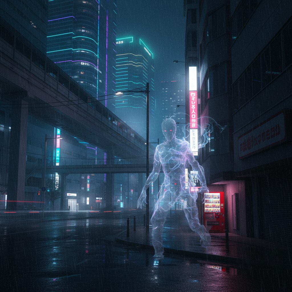 Netflixシリーズ「ガス人間」の不穏でミステリアスな都会の夜をイメージしたコンセプトアート