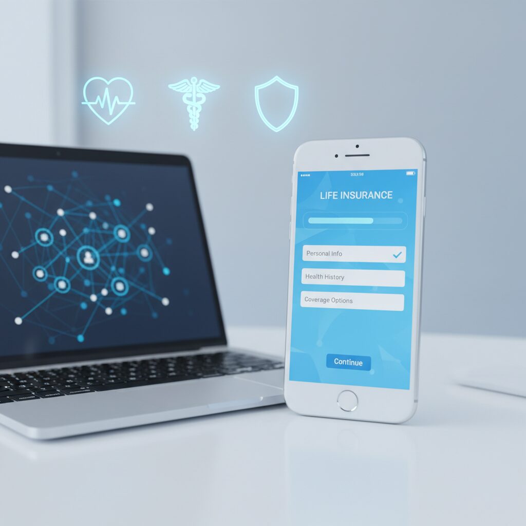 ライフネット生命のロゴをイメージした明るいオンライン保険のコンセプト画像