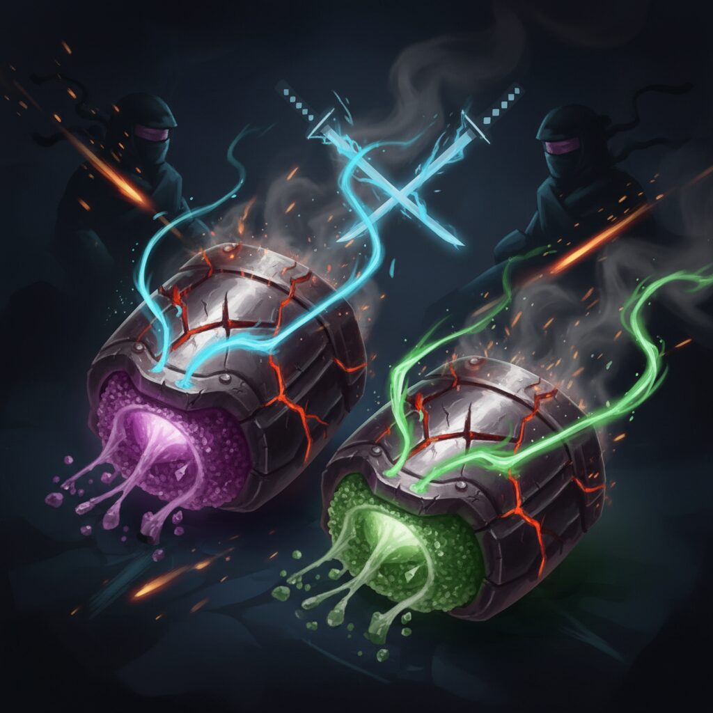 鎧のように硬い糖衣に包まれたハードグミ「忍者めし 鉄の鎧」のイメージ画像