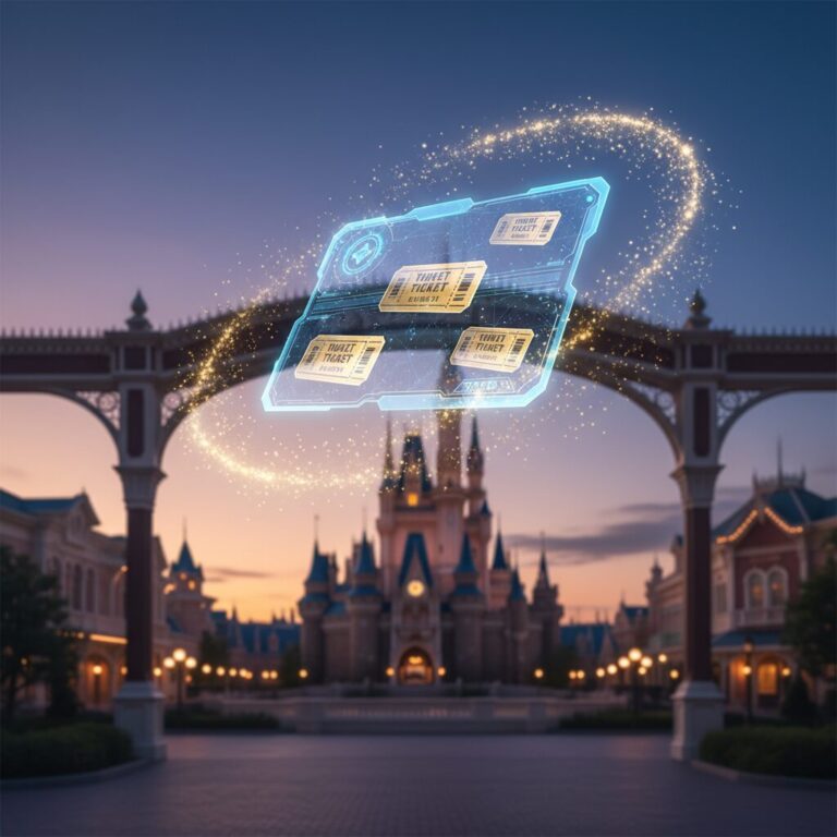 Tokyo Disney Resort digital priority pass and smartphone interface concept image