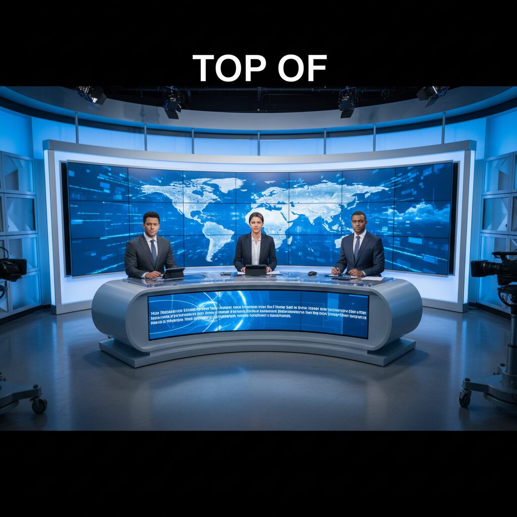 TBS「報道特集」のスタジオイメージ。誠実なジャーナリズムを象徴する落ち着いた雰囲気。