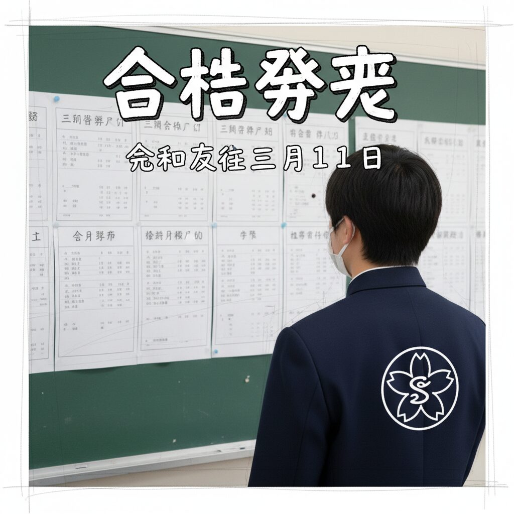 2026年度埼玉県公立高校入試の志願倍率発表を見守る受験生と掲示板のイメージ