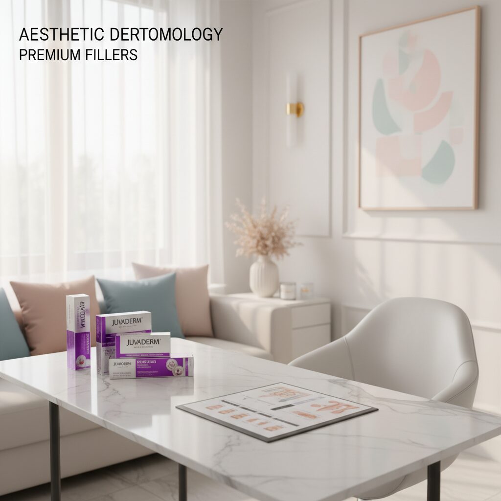 美容クリニックで医師がヒアルロン酸製剤の説明をしている清潔感のある風景