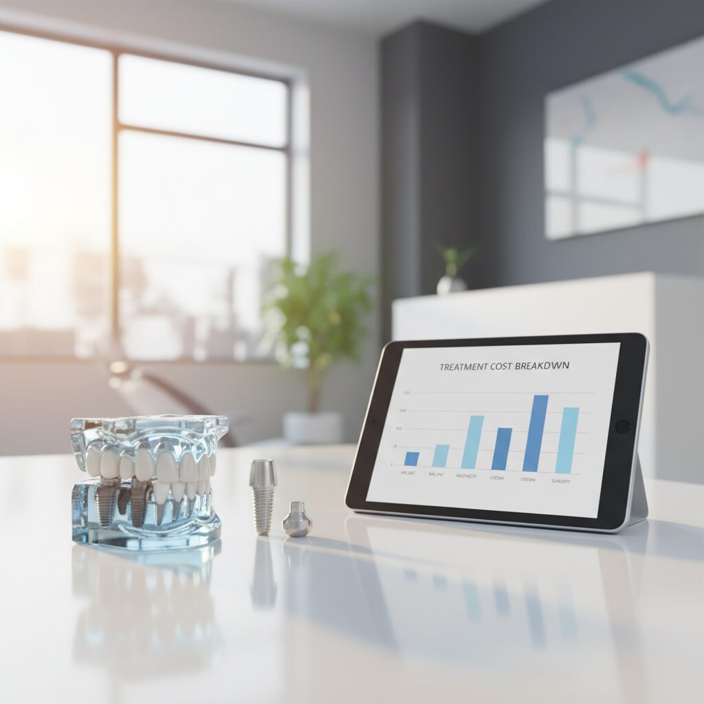 インプラント治療の費用相場と診察風景のイメージ画像